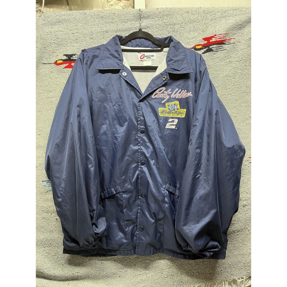 Vintage 80s Rusty Wallace Miller lite Nascar Windbreaker coaches jacket